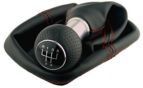 L & P Car Design L&P A252-8 Schaltsack Schaltmanschette Schwarz Naht Rot Schaltknauf 5 Gang 23mm kompatibel mit VW Golf 4 IV Rahmen Knauf Plug Play Ersatzteil für 1J0711113