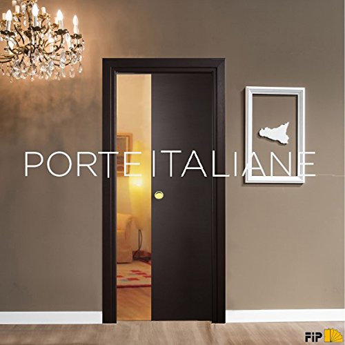 Porta porte scorrevole scomparsa interno muro da 60x210 Wenge con serratura