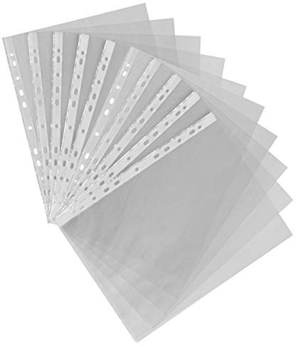 100 bolsas de plástico A4 perforadas de 30 micrones para carpetas de archivo, fundas transparentes