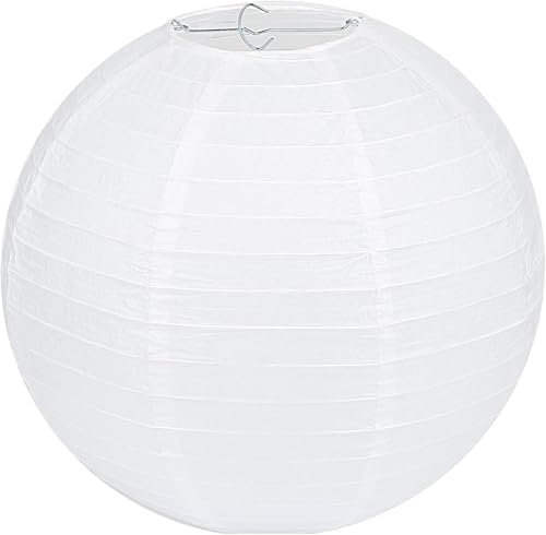 LIHAO Lampenschirm Rund Weiß Papier Laterne Classic Bamboo Style Gerippter Lampenschirm Deko für Party Garten Hochzeit Dekoration (15x14 cm, 6)
