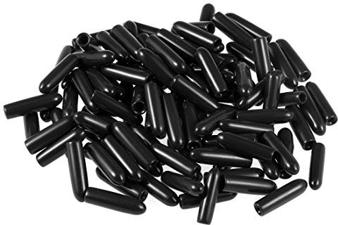 sourcing map 100 Stück Gummi Endkappen 2mm Innendurchm. Gummikappen Runde Schutzkappen Gummi Abdeckung Stopfen Möbelgleiter Bolzen Gewindeschutz für Schrauben Rohr Stuhlbeine, Schwarz