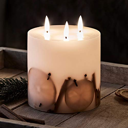 Lights4fun TruGlow® LED Stumpenkerze mit 3 LED Flammen und Timer batteriebetrieben 12cm