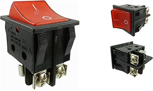 Einbau Wippschalter mit schraubkontakten, Geräteschalter, 2 polig (4pin) 16A 250~ Schwarze Schalter rot beleuchtet (2)