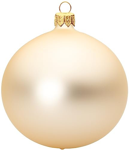 Sikora Essentials Klassische Christbaumkugeln aus Glas - matt - 6 Farben 3 Größen Premium Qualität, Farbe:Champagner matt 4er Set, Höhe in cm:10 cm