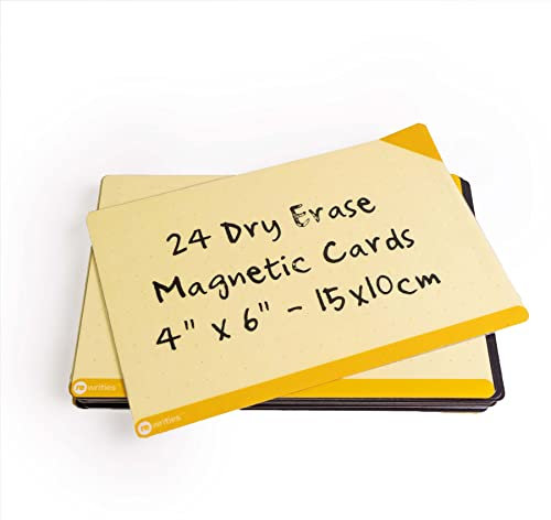 Rewrities Notes - 24 Dry Erase Magnetkarten für Aufgaben, Planung, Projekte, Organisation - Wiederverwendbare Notizen - 10 x 15 cm (Gelb)