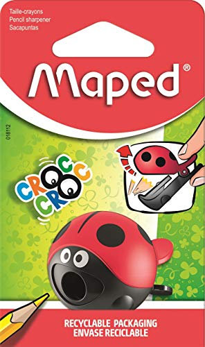 Maped 18114 - Anspitzer CROC CROC EASY, für dünne Stifte, mit Anspitzer-Dose - Marienkäfer