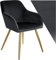 TecTake® Chaise de Salle à Manger Rembourrée Moderne - Fauteuil Salon Velours Scandinave Avec Accoudoirs - Pieds en Acier Doré Élégant Pour Coiffeuse, Chambre, Salon