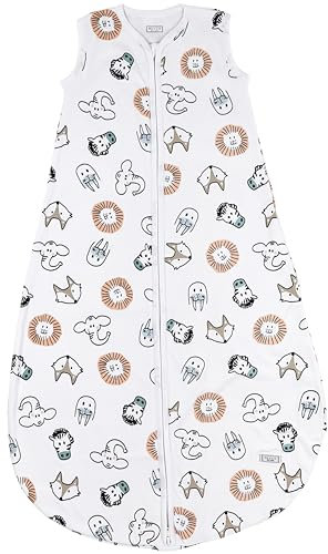 MEYCO Baby Animal Schlafsack (aus 100% Baumwolle, mit Rundum-Reißverschluss, hautfreundlich, Faltenresistent, perfekte Passform, Größe: 74), Mehrfarbig