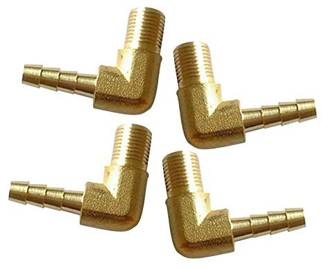 Pangyoo PYouo-Messing Schlauchverbinder 4 Stück 1/8 BSP bis 6 mm Messing 90 Grad L shaoe Male Elbow Barb Schlauchstutzen Rohrfittings Dickes Material