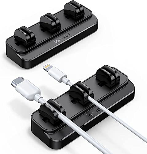 Kabelclips Kabelhalter, Lamicall Kabel Organizer [2 Stück] - Desktop Kabel Management Halter für Schreibtisch, Netzkabel, Mikro Kabel, USB C Ladekabel, Audiokabel, HDMI Kabel, Ladekabeln usw.