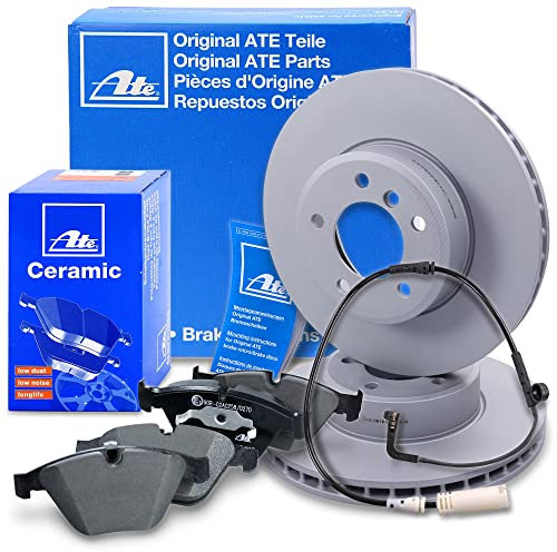 ATE Bremsenset Vorderachse inkl. Bremsscheiben vorne Ø 324 mm belüftet und Ceramic Bremsbeläge vorne + Verschleißkontakt Kompatibel mit BMW 5er (E60), 5er Touring (E61), 6er (E63), 6er Cabriolet (E64)