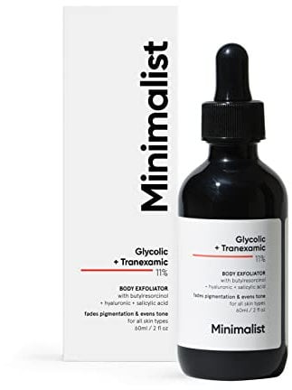 Minimalist 11% Glykolsäure & Tranexamsäure, AHA BHA Körperpeeling für Männer & Frauen (weiß)