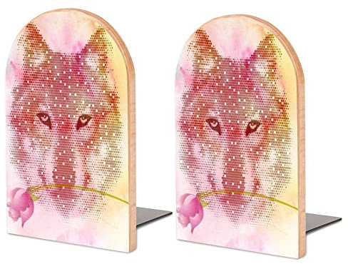 Buchstütze Fantasy-Wolf Buchstützen Aus Holz Buchständer Für Schwere Bücher Büro Schule Decorative