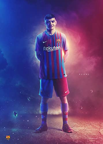 Displate Offiziell FC Barcelona MetallPoster Magnetische Befestigung Inklusive Lizenziert Bilder Hochwertiges Poster Players - Pedri Poster 45 cm x 32 cm