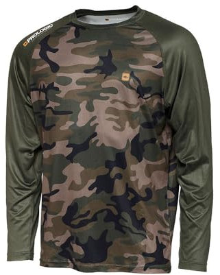 Prologic UV Camo Long Sleeve T-Shirt, Angelbekleidung, Angeln T-Shirt, Unisex, Camo/Grün, Extra Large