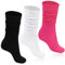 Moon Wood 3 Paires Chaussettes Montantes Femmes Chaudes Épaisses en Coton Jambières Chaussettes Slouch Taille 36-42 Noir/Blanc/Rose