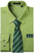 HISDERN Camisa Hombre Verde Claro Manga Larga Formal Camisas y Corbata Elegante Camisa de Vestir de Negocios Boda con Bolsillo Regular Fit L