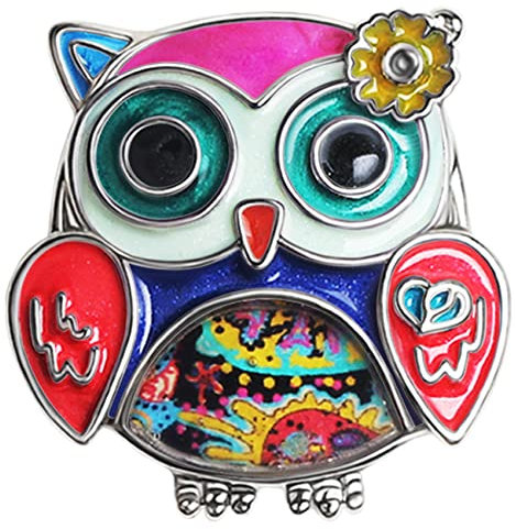 BAMAY Zink-Legierung Niedliche Eule Vogel Brosche Pins Schmuck Emaille Anime Eule Geschenke für Frauen Mädchen Schal Revers Pin Charms (Mehrfarbig)
