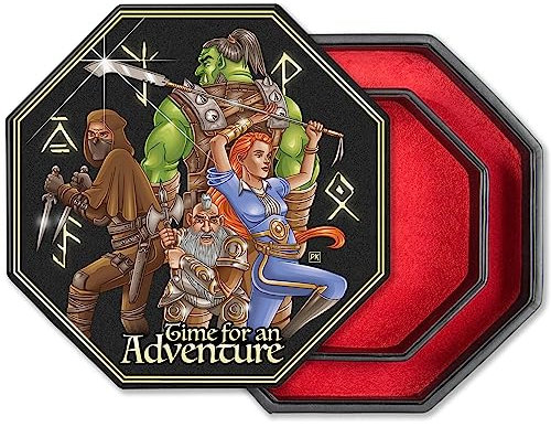 shibby Würfelbrett mit Würfel-Ablage und Deckel für alle Tabletop Spiele - 23,5cm (Time for an Adventure)