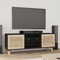 Tidyard TV Schrank mit 4 Fächern Lowboard TV Möbel Sideboard Fernsehtisch Fernsehschrank HiFi-Schrank Schwarz 105x30x40 cm Massivholz Kiefer Natur-Rattan