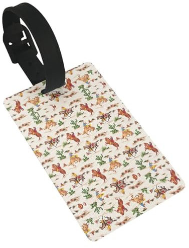 Gepäckanhänger mit Cowboy-Fahrt und Pferdeaufdruck für Koffer für Damen und Herren, Reisen, Ledertaschen-Anhänger, Gepäckanhänger, Namens-ID-Etiketten