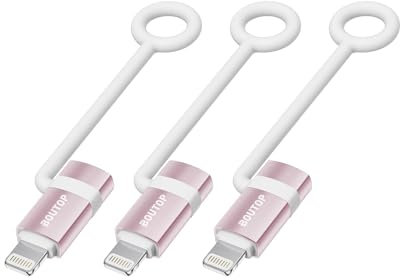 BOUTOP [3 Stück 36W USB C auf Lightning Adapter [Apple MFi Zertifiziert] für Schnelles Laden und Datenübertragung,mit Anti-Verlust-Seil für iPhone 14 13 Pro Max,iPad Air 4/Mini 5,iPod-Rosa