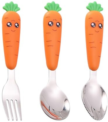 TOYANDONA 1 Juego De Cuchara De Fruta De Rábano Cubiertos Antiadherentes Regalo Excavadora Para Niños Pequeños Tenedores Y Cucharas Cuchara De Entrenamiento Sopa Patata Vino