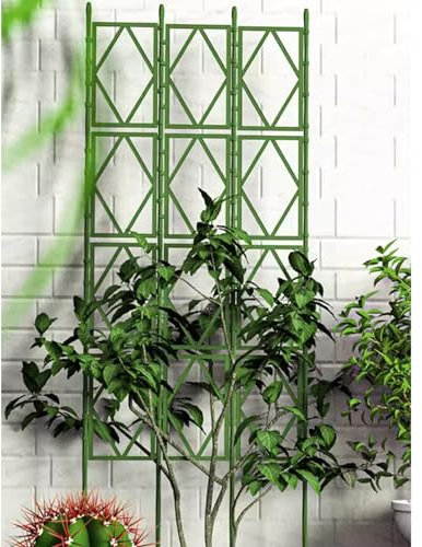 Rose Rankgitter Metall 3er Set, Faltbares Design Hoch 220cm Rankhilfe Pergola für Rasen/Hinterhof/Terrasse Kletterrosenpflanzen Garten Decoration,Green-180 * 60cm(71 * 24in)