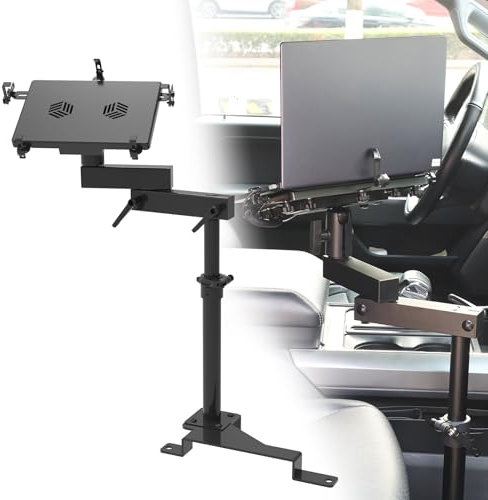 MELIPRON Vehicle Laptop Mount Fit for Ford F150 250 350 Pickup Laptop Stand Holder with 3 Types Mounting Brackets for Front Passenger Seat