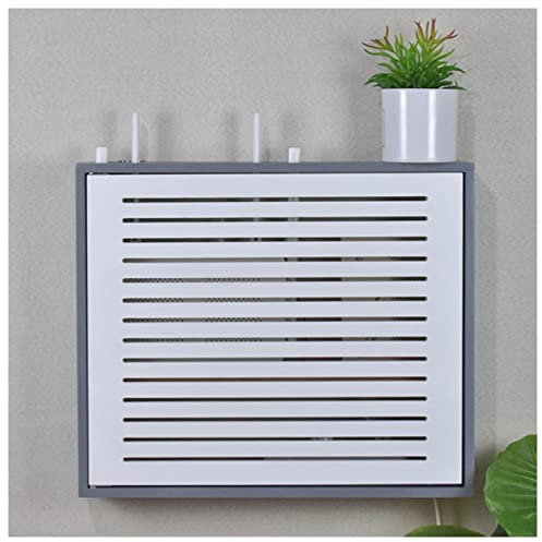wanghaiyanBD Wall-mounted multimedia organizer, Wooden Router Storage Box, Floating TV Shelf Wall Mounted Media Console Hider Cord Management Container Power Strip And Cable Management Box