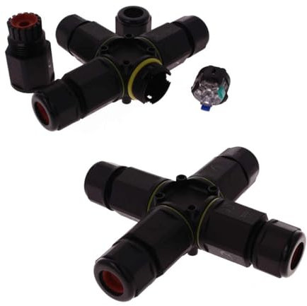 2 Manicotto di Collegamento IP68, Scatola di Giunzione Impermeabile, Morsetti Collegamento Veloce Senza Viti, Da 0,5 a 2.5 mm² Fino a 450V 16A (Forma X 3P L/N)