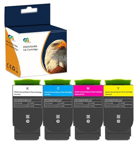 Oyate Tonerkartusche C2425 C2325 C2535 1000 Seiten für Lexmark MC2325adw MC2325 MC2425adw MC2425 MC2535adwe MC2535 MC2640adwe MC2640 C2325DW (4-P-Paket) ack)
