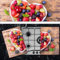 Pannello Copri Piano Cottura Induzione Fornelli Piastra Tagliere | Fruits Heart | 52x75 cm | per 5 Fuochi | da Cucina | in Vetro Temprato | 2 Pezzi