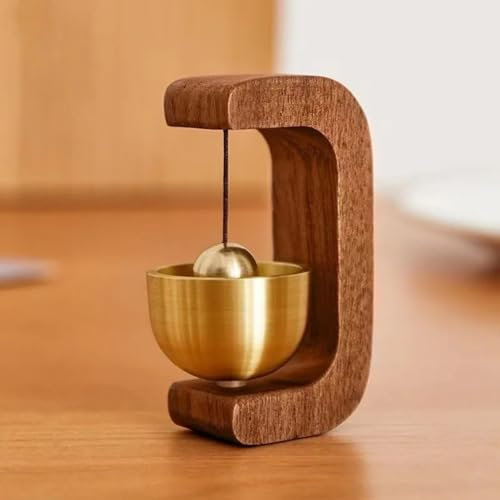 Wooden Doorbell Handmade Shopkeeper Bell Door Chime for Door Opening Entrance and Children Safety Fridge Opening, Magnetic Attraction Doorbell for Home, Brown Finish