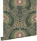 papier peint fleurs vintage de style art nouveau vert foncé 0.53 x 10.05 m - ESTAhome