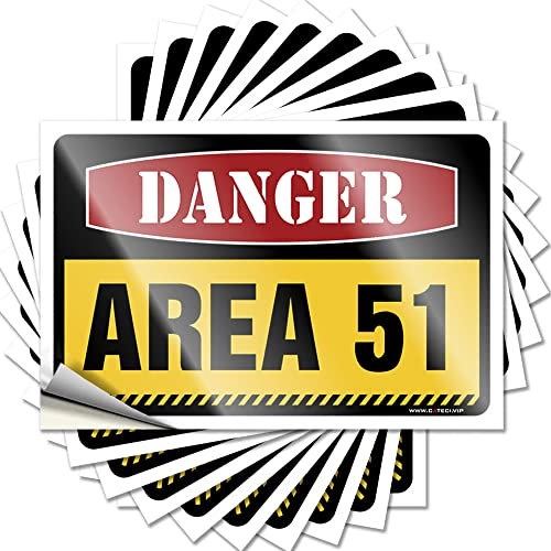 Auto-Fensteraufkleber mit Aufschrift Warning Area 51 No Trespassing, lustiger Aufkleber für Männerhöhle, 6 x 9 cm, 10 Stück