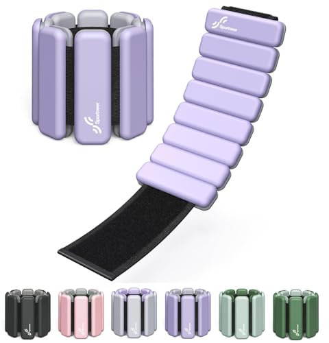 Sportneer Tragbare Gewichtsmanschetten – 2er-Set (Jeweils 0,5 kg & 1 kg) für Damen und Herren, Knöchelgewicht Set für Yoga, Tanz, Aerobic, Laufen, Gehen (Zarter Lavendel)