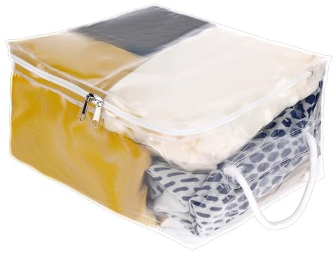 Clear Zippered Storage Bags, Clothes Boxes Plastic Under Bed Storage, PVC Sweater and Blanket Organizers With Zipper, Clear Plastic Bags for Clothes and Bedding