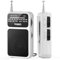 PRUNUS J-555 AM/FM Portable Radio with 800mAh Rechargeable Battery/2AAA Battery Operated, Small Radio Transistor with Back Clip & Headphone Jack for Indoor, Outdoor and Emergency (White)