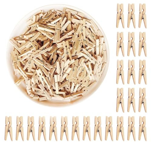 HAALII Lot de 200 mini épingles en bois pour photos suspendues en plein air, bois naturel, longueur : 3 cm