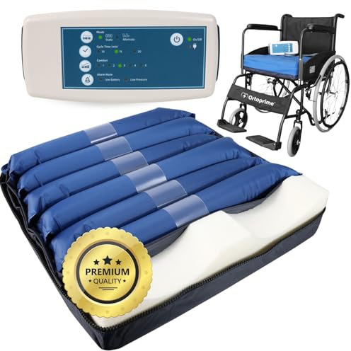 OrtoPrime Coussin Anti escarres fessier de Air avec Compresseur Silence Comfort – Coussin hemorroide pour Fauteuil Roulant, Coussin Coccyx et Sciatique – Coussins Orthopédiques