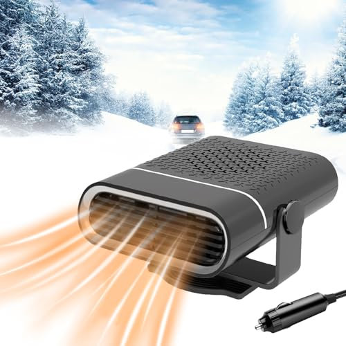 Calefactor Coche, 12 V 150W Calefactor Coche Mechero, Calentador de Coche Portátil, 2 en 1 Calefactor para Coche de Calefacción y Refrigeración, Desempañador y Descongelador Parabrisas