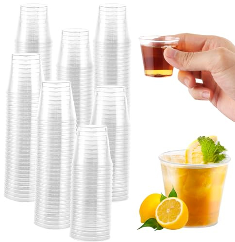 MUXHEL 500 Stück Schnapsgläser Plastik, 3cl/30ml Shotgläser, Schnapsbecher, Plastik Pinnchen, Wiederverwendbar Plastikbecher, Shot Becher aus PS Material, Party Zubehör - Stabil & Mehrweg