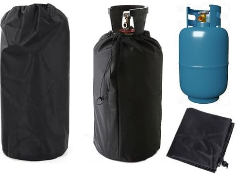 2 pezzi CouverclederéservoirdePropane,31 * 59cm CouvercleDeBouteilleDeGaz,HousseDeRéservoir De Gaz avec Cordons de Serrage réglables,avec Tissu Oxford 210D,Résistant au feu (2)