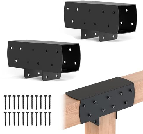 2 Pcs Pergola Kit ,3-Way T-Shape Pergola Bracket Kit for 4x4(Actual:3.6 x3.6 ), Woodwork Right Angle Corner DIY Brackets with Screws for gazebos, carports, Log Cabins and Other Outdoor Structures.