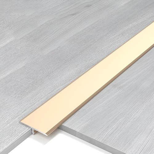 T-Profil Übergangsprofil Selbstklebend, Bodenübergangsstreifen Abdeckleisten Für Fußböden, TürSchwellen Übergangs Leiste, T Profil Aluminium, Übergangsleiste(Gold,4cm)