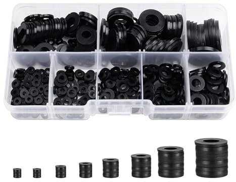 MOYWYCNO 500 Pcs Nylon Flat, O-Ring Washers Assortment, M2-M10, Black Round Spacers for Screws Bolts, Pressure Washer O Rings, Plumbing Mechanical Repair