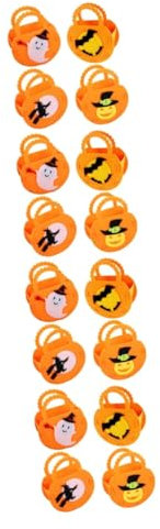 Zerodeko 16pcs Halloween Trick Treat Bucket Felt Halloween Candy Bucket Pumpkin Treats Bag for Party Favors and Festival Activities