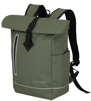 Travelite Rolltop Rucksack wasserfest, Fahrradrucksack, Freizeitrucksack mit Rolltop Verschluss & Reflektoren, BASICS, 48 cm, 19 Liter