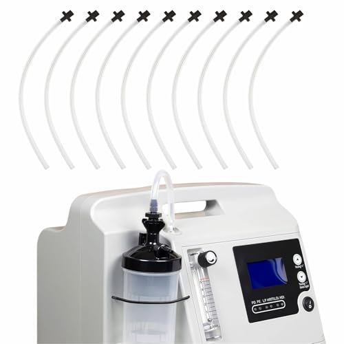 Lot de 10 tubes de connexion pour concentrateur d'oxygène - Générateur d'O2 - Adaptateur de tasse d'eau avec connecteur fileté standard - Noir - Droit - 30,5 cm